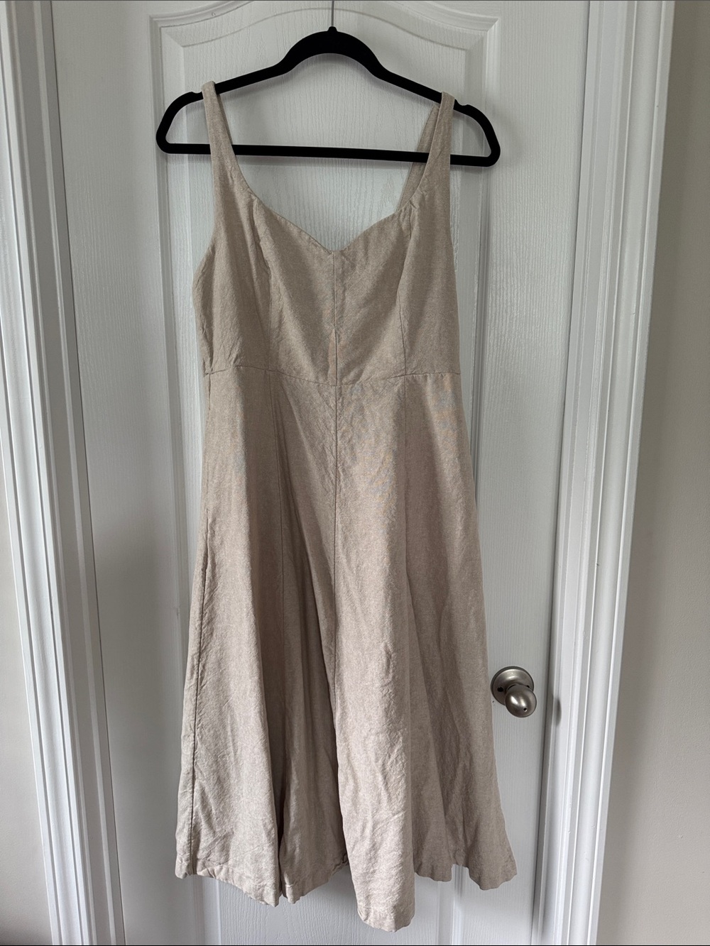 Old Navy Cream Linen blend Midi A-Line Tank Dress with pockets